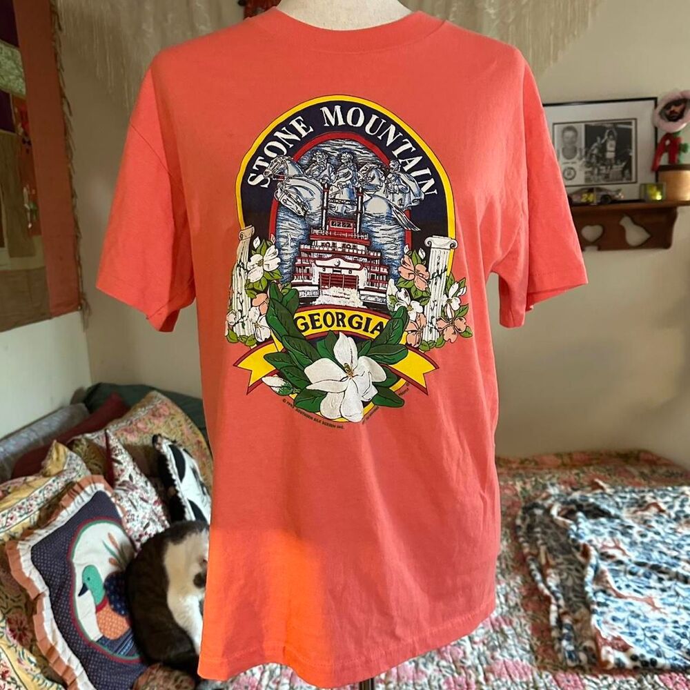 Stone-mountain Men's Orange and Pink T-shirt